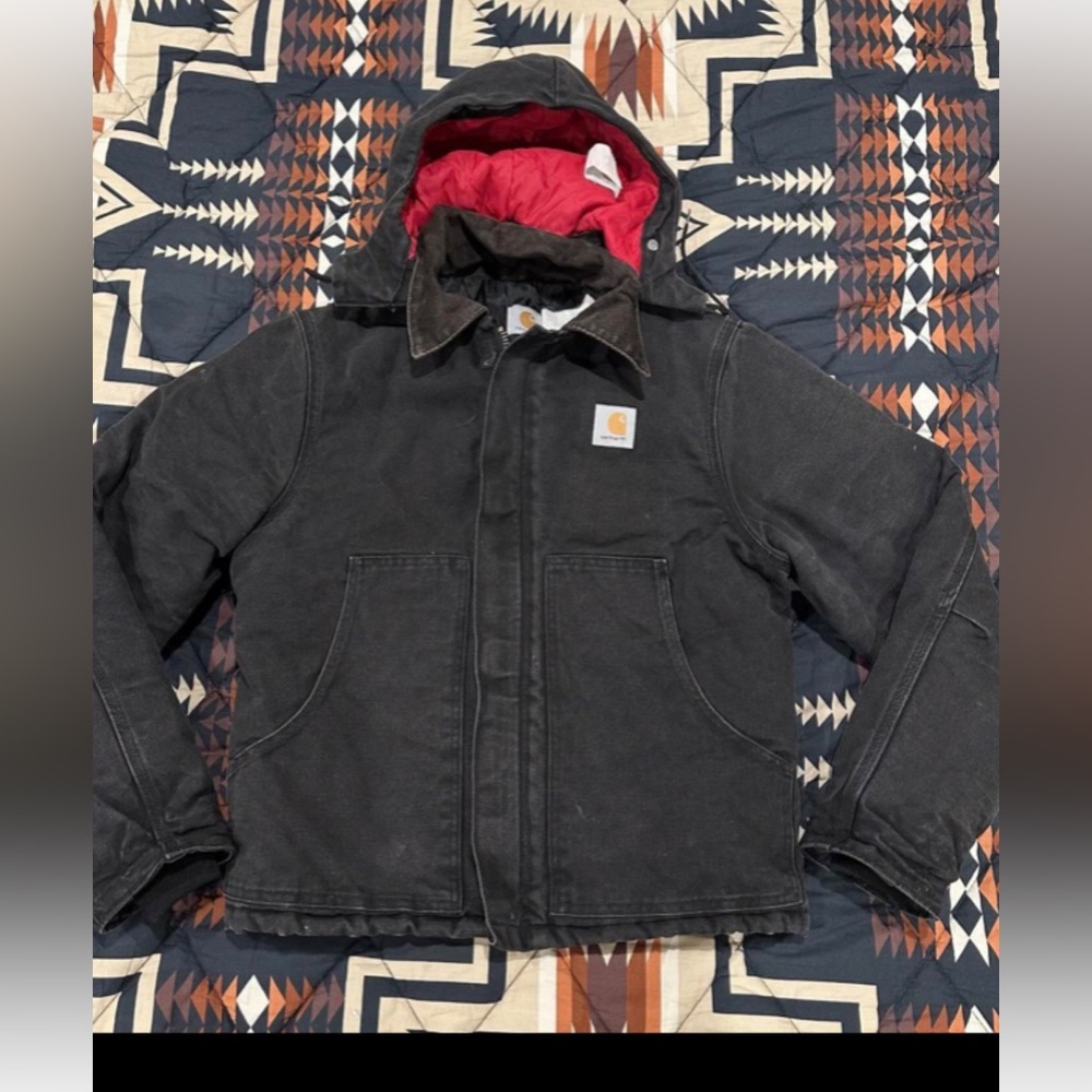 Vintage Carhartt  Black Jacket with Red Lining detachable
Hood